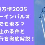 万博ブルーインパルス雨でも飛ぶ？中止の条件と展示飛行を徹底解説！タイトル