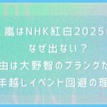 嵐はNHK紅白2025になぜ出ない？理由は大野智のブランクだけ？年越しイベント回避の理由